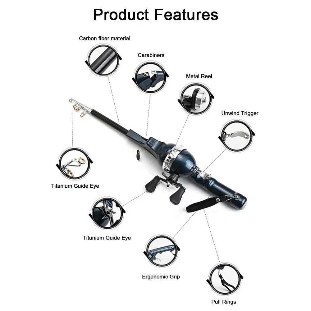1Set Portable Folding Fishing Rod Telescopic Stainless Steel