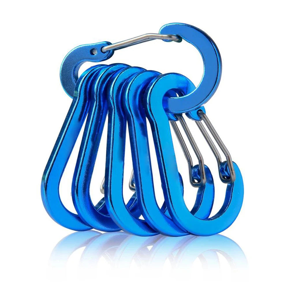 6Pcs Camping Mountaineering Buckle Multifunctional Carabiner Spring Snap.