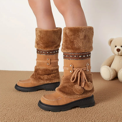 Women's Winter Furry Knee High Platform Snow Boots