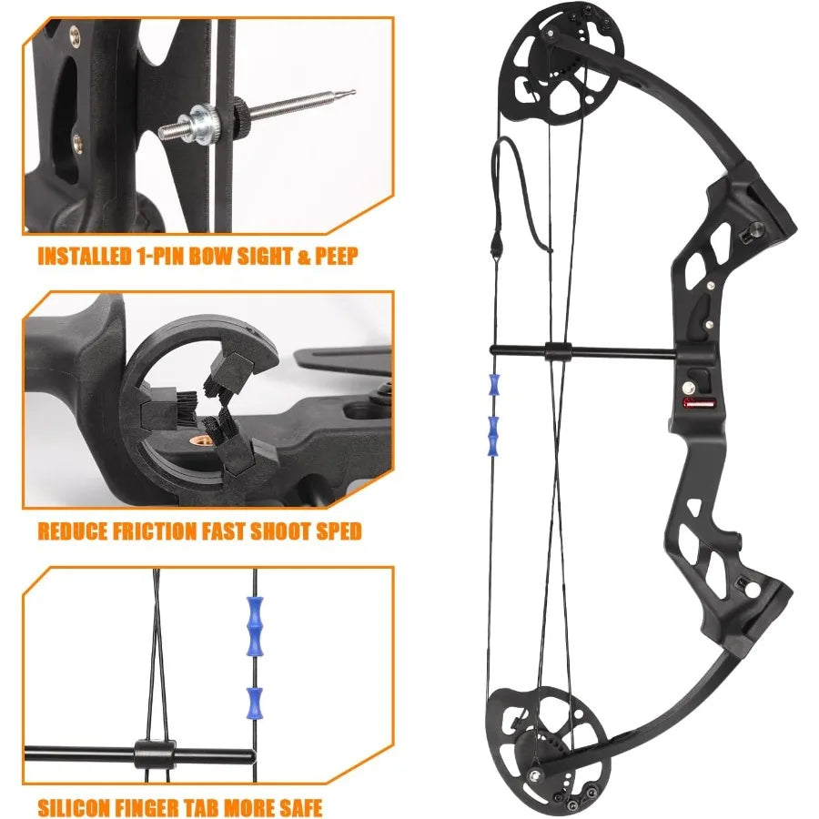Compound Bow and Arrow for Youth and Beginner, 16-20 lbs Draw Weight 17.326 Draw Length