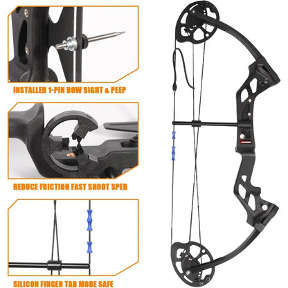 Compound Bow and Arrow for Youth and Beginner, 16-20 lbs Draw Weight 17.326 Draw Length