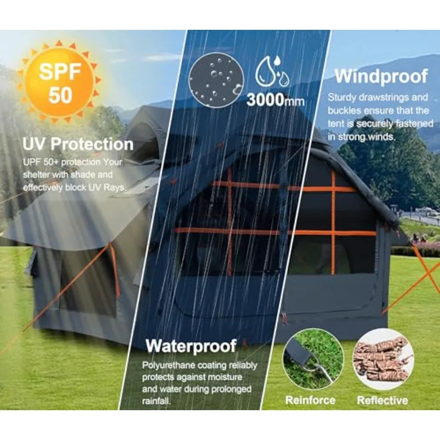 Inflatable Tents for Camping with Stove Jack, 6 Person Easy Setup
