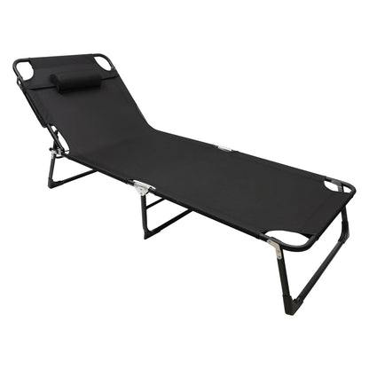 Black Portable Folding Camping Cot.