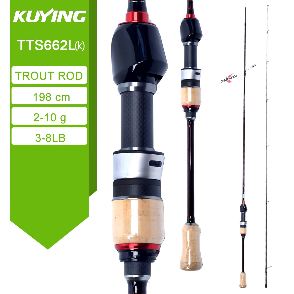 KUYING TETON L UL SUL 5'2" 6' 6'3" 6'4"6'2" 6'6" Fishing Rod Lure Cane Spinning, Casting