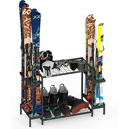 Ski Storage Rack for 6 Pairs - Freestanding