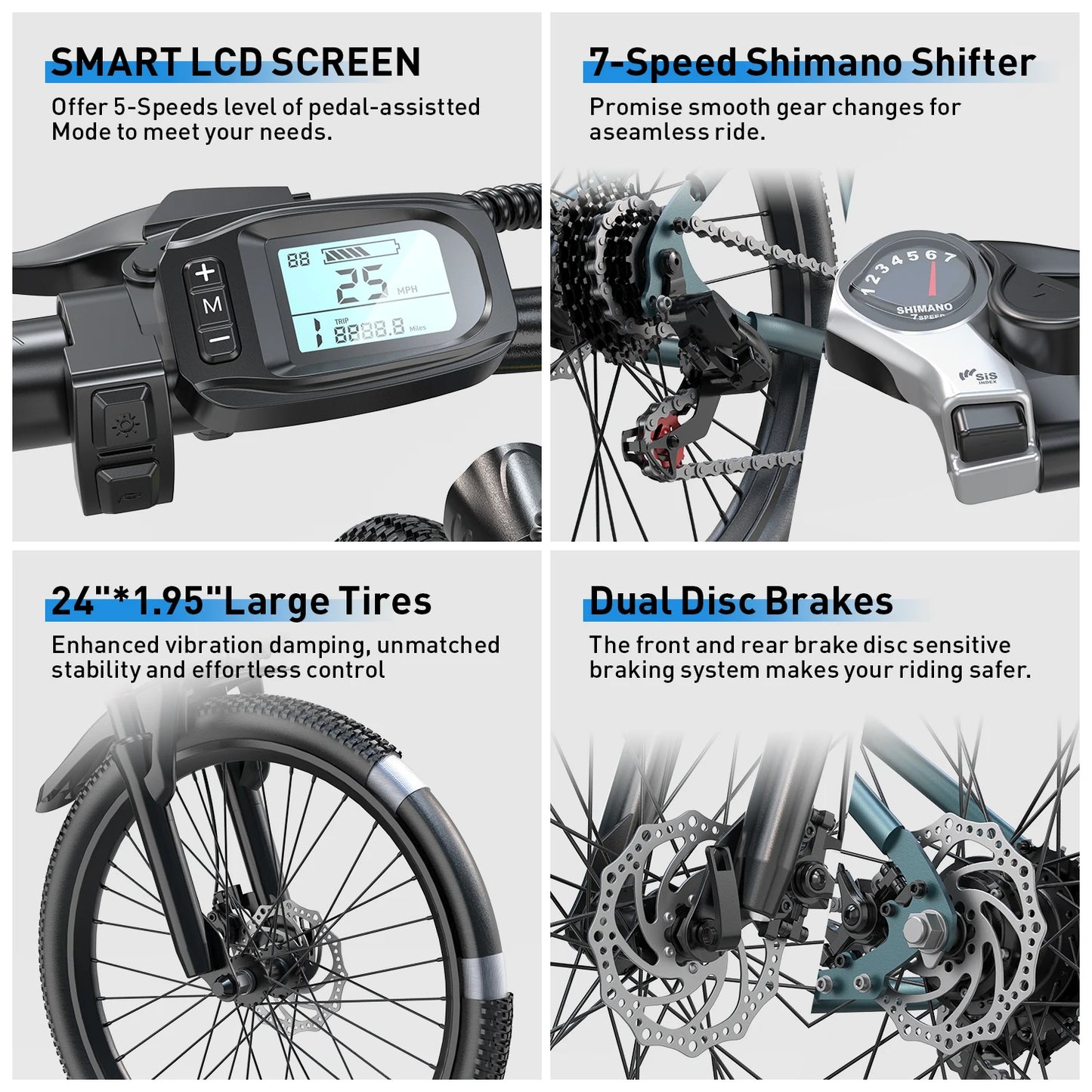 Adults Electric Bicycle, 26", 24" Electric Mountain Bike with 36V Battery Peak 500W Motor,21 Speed