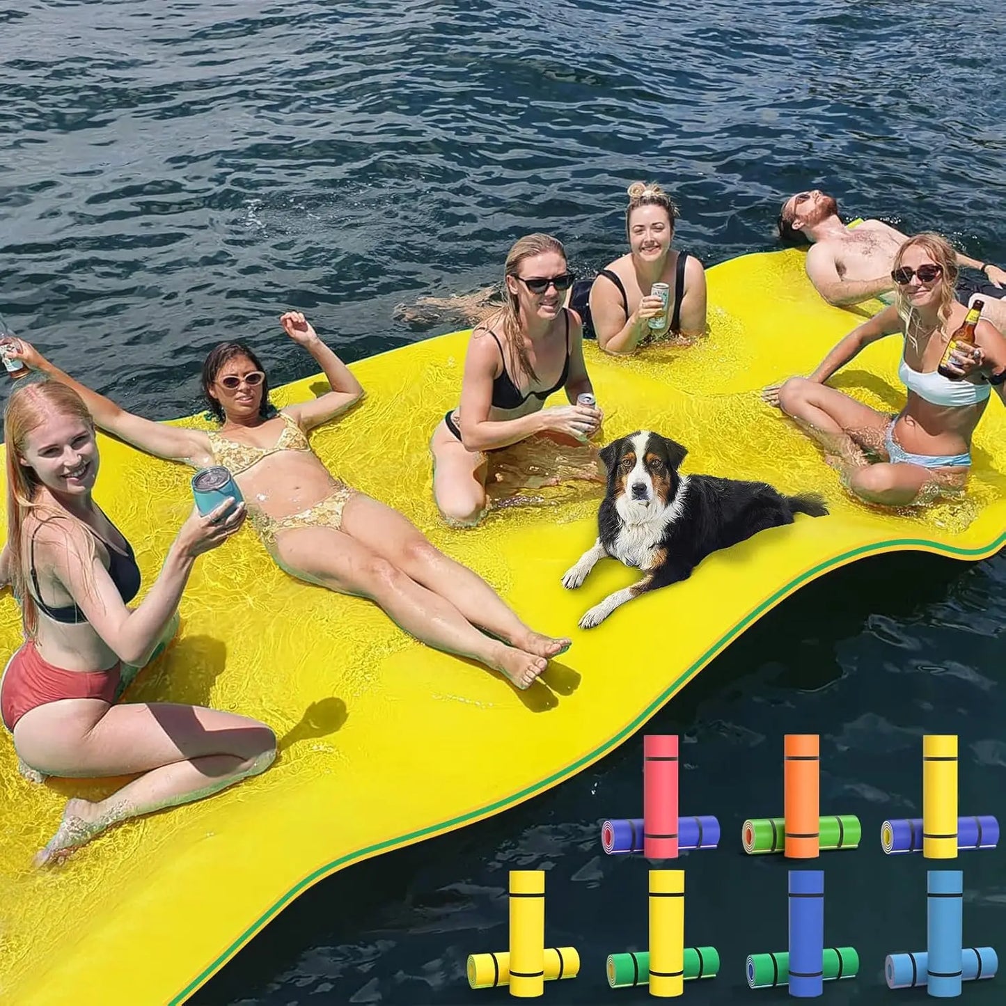 9/12/18FT 3-Layer Lily Pad Floating Mat, Double-Sided Use Floating Water Mat, Floating Mat for Lake, Water Mats Suitable