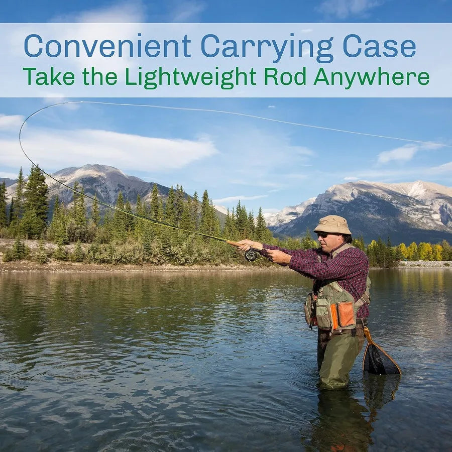 Fly Fishing Rod and Reel Combo with Carrying Case, and Flies.