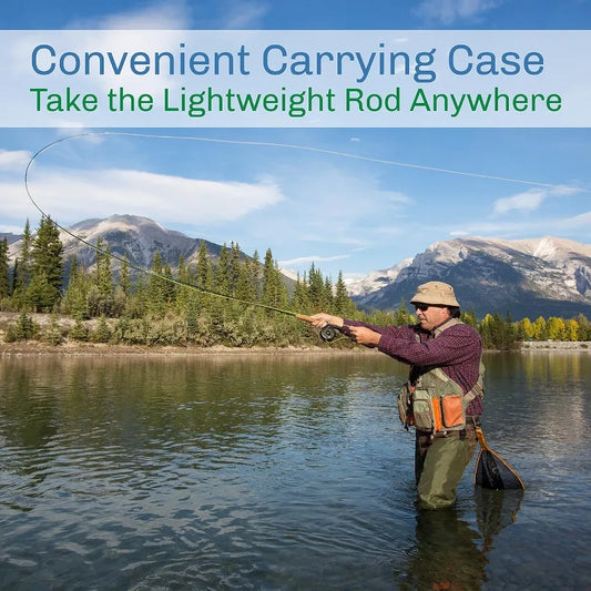 Fly Fishing Rod and Reel Combo with Carrying Case, and Flies.