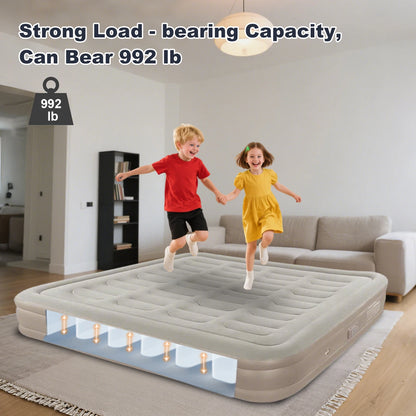 Air Mattress With Electric Air Pump, Anti-leak, Soft Flocked Top.