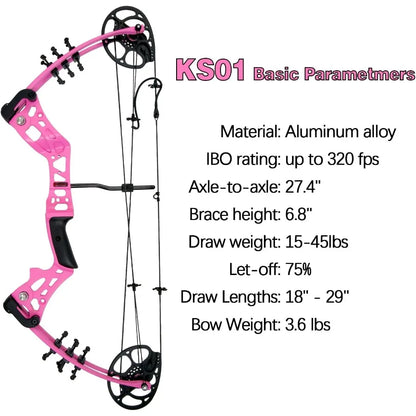 Youth Compound Bow Set 15-45Lbs, For Teens and Beginner