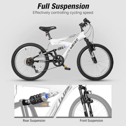 Mountain Bike 20 24 inch ' Bicycles for 6-14 Years Old Boys Girls with Dual Full Suspension 6 Speeds Drivetrain High-Carbon Ste