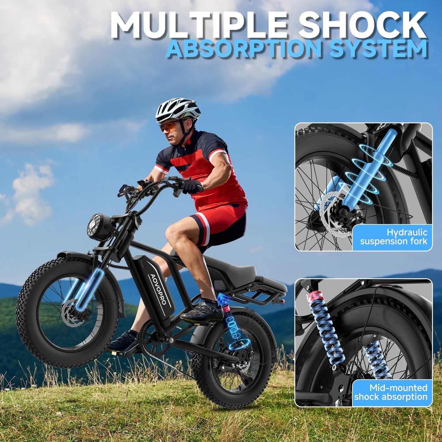 AOVOPRO AP20 Electric Bike 1500W 20" Fat Tire 31mph Top Speed 70 Miles