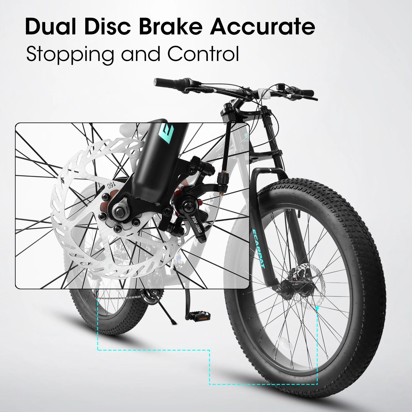 26 inch Mountain Bike, Full-Suspension 21 Speeds Drivetrain with Disc-Brake MTB Bicycle, 26*4" Fat tire Bike