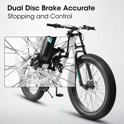 26 inch Mountain Bike, Full-Suspension 21 Speeds Drivetrain with Disc-Brake MTB Bicycle, 26*4" Fat tire Bike