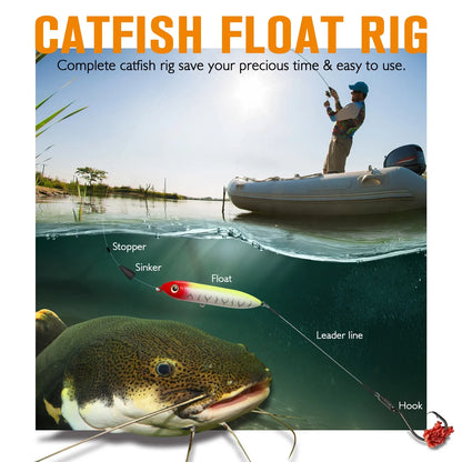 Dovesun Catfish Float Rigs with Catfish Rattles Rattling Catfish Tackle for Bank Fishing Santee Rig 6PCS