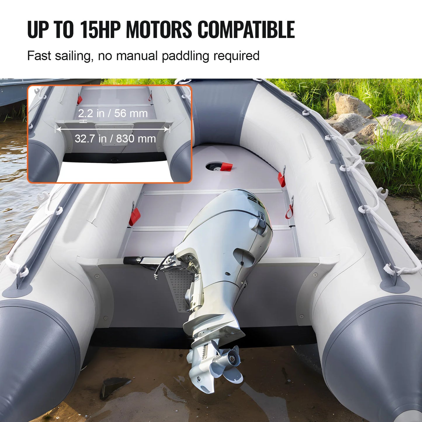 SucceBuy Inflatable Dinghy Boat 6-Person Transom Sport Tender Boat
