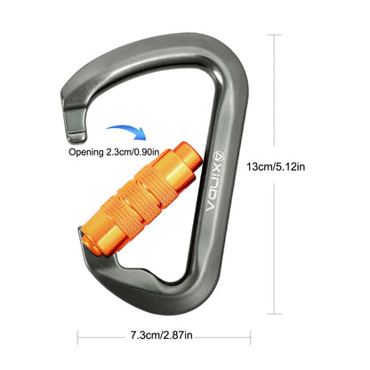 30kN Locking Carabiner Heavy Duty D-Shaped for Rock Climbing.