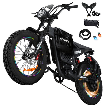 BAOLUJIE DM01 Motor Electric Bicycle 60V 30AH Battery Max Speed 42 MPH