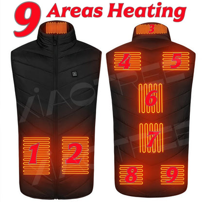 Men's and Woman's 28/9 Areas Heated Vest Jacket Heated Electric Usb.