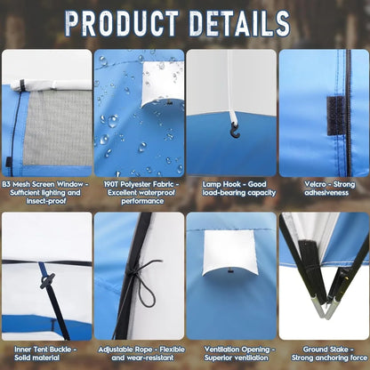 Family-Sized Weatherproof Camping Tent with Porch and Rainfly