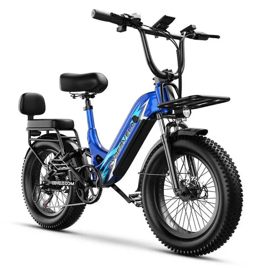 Cybervelo Step-Thru Electric Bike for Adults, 48V 20AH Removable Battery, 20" Fat Tire Shimano 7-Speed