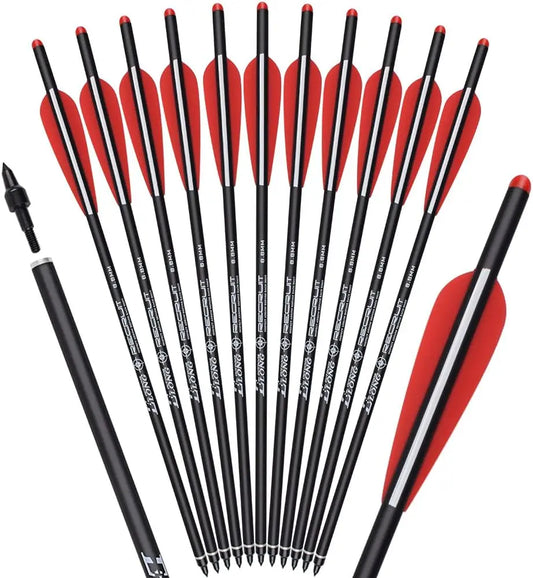 12pcs Crossbow Bolts Carbon Arrows 20-22 Inch, With 3.8" Vanes