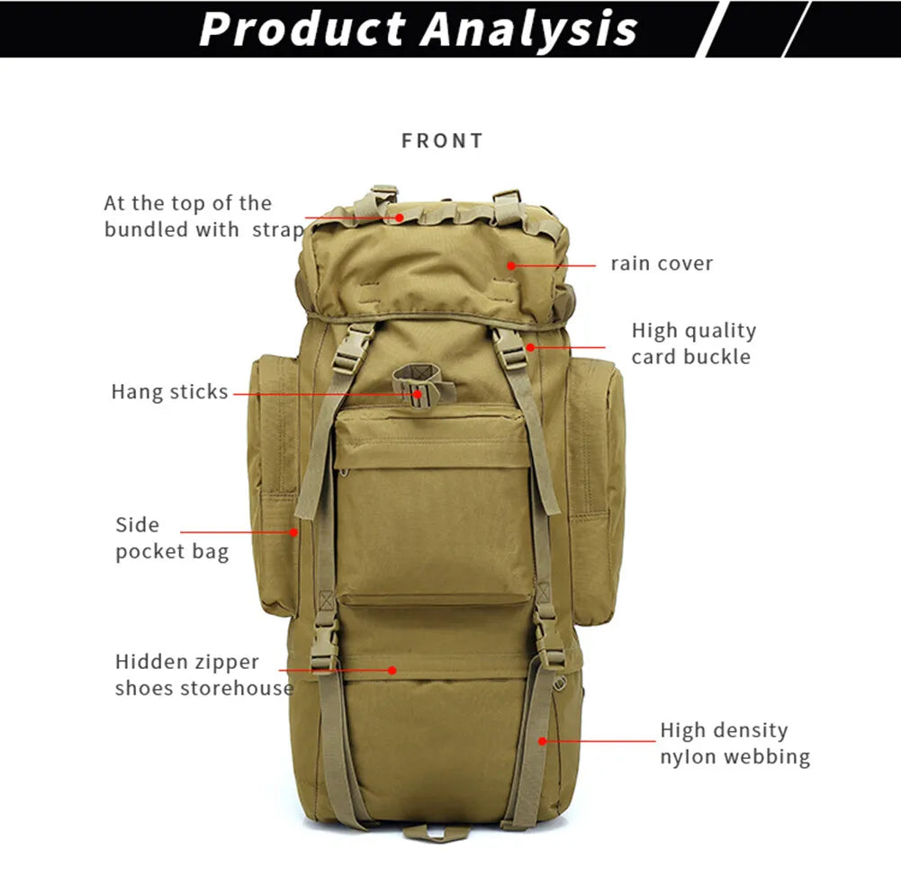 65L Military MOLLE Large Capacity Backpack