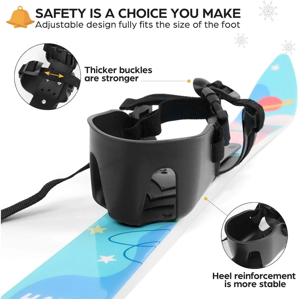 Odoland Kid's Beginner Snow Skis and Poles with Bindings