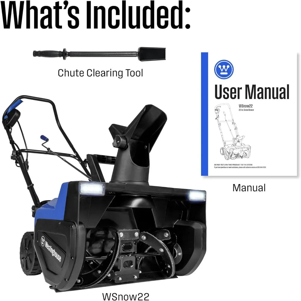 22-Inch Steel Auger Electric Snow Blower with Dual LED Lights
