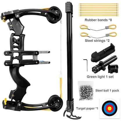 Lightweight Adult Compound Bow, 50-Shot High-Precision Design with Green Light Rail