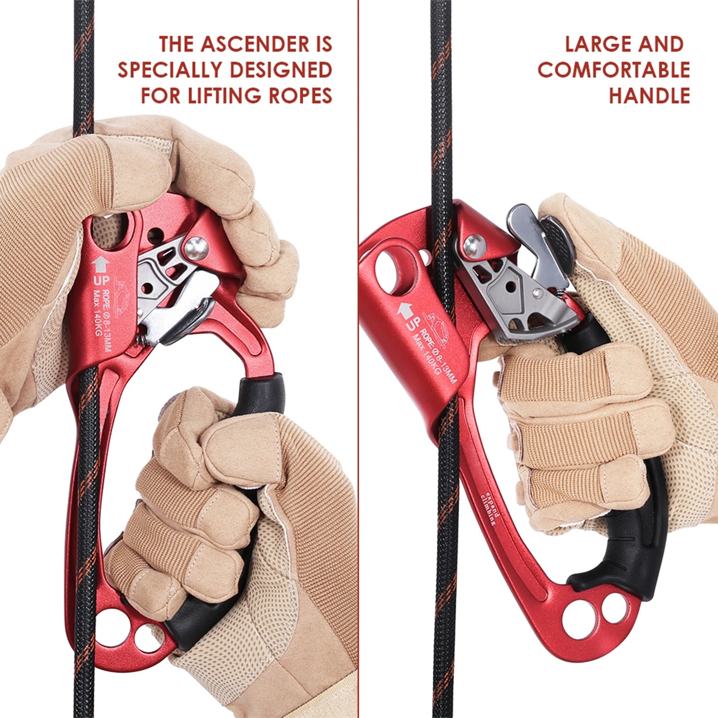 Vertical Rope Ascender Hand, Aluminum  Alloy Rock Climbing
