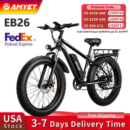 Electric Bike EB26 Adults Electric Bicycle Peak 1500W 48V 15AH