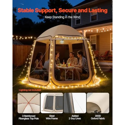 10 x 9.2' Pop-Up Screen House Tent with Extended Awning, 4–8 Person