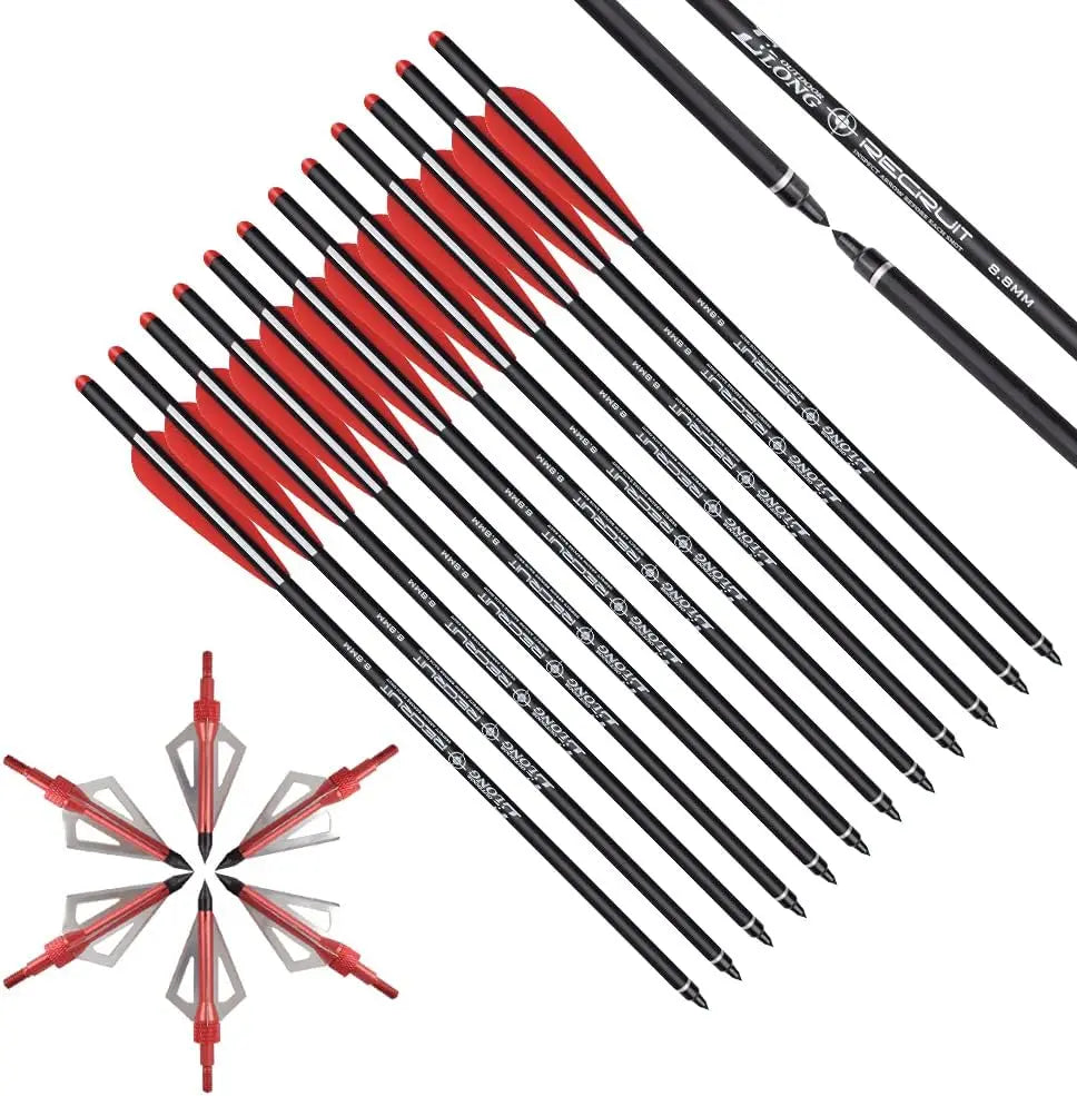 6 Pack Elong Crossbow Bolts 20 Inch Carbon with Broad Head Arrows