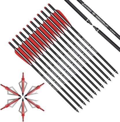 6 Pack Elong Crossbow Bolts 20 Inch Carbon with Broad Head Arrows