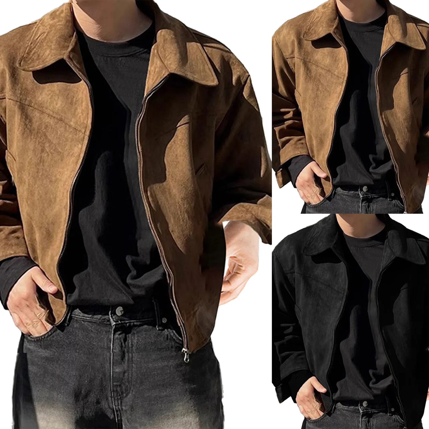 Men'S Suede Jackets Autumn
