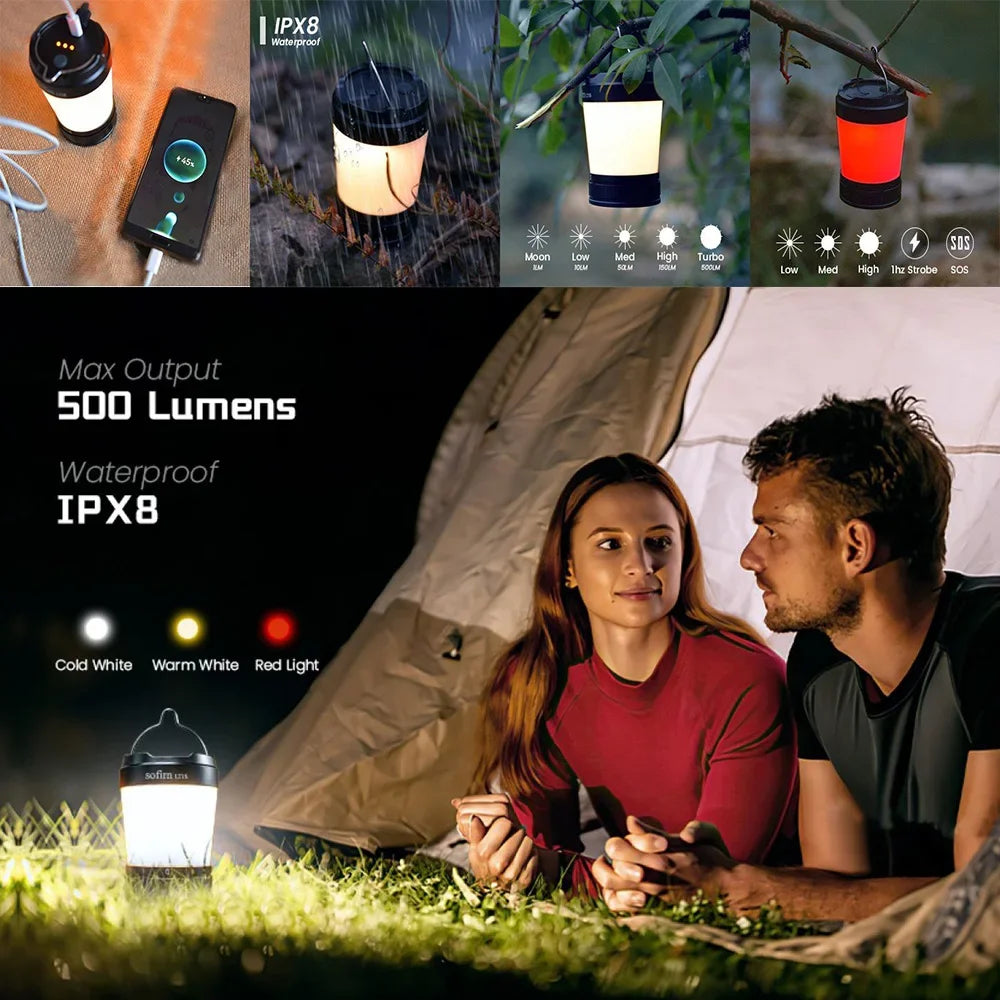 Camping Light USB C 21700 Rechargeable