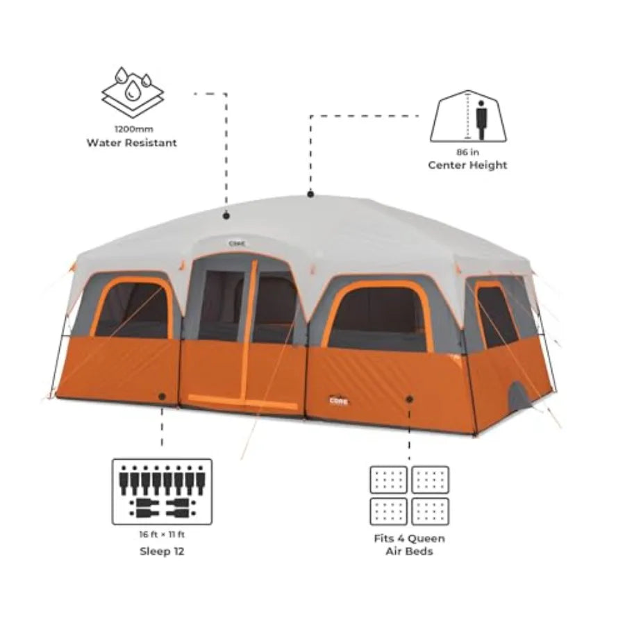 Tent for Family Camping | 12 Person Large Multi Room Cabin
