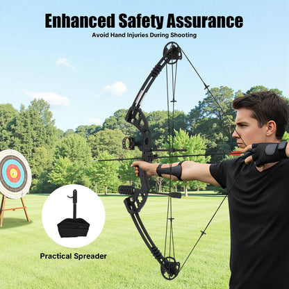 30-55 lbs Compound Bow Adjustable Draw Weight and Length with 3-Pin Sight 12 Arrows Complete Arch Set