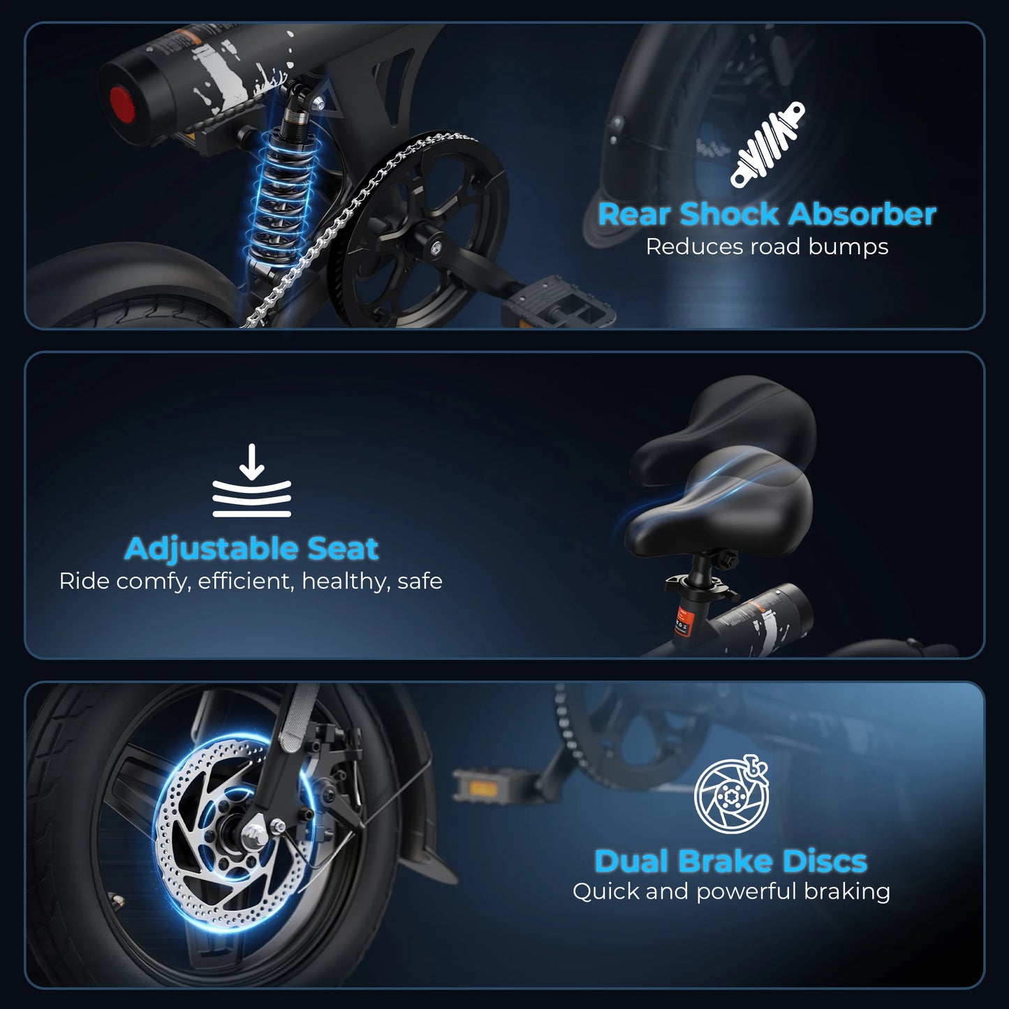 VARUN C14-1 Foldable E-bike 500 Peak Motor 36V7.8AH, Bike Dual Discs Brakes