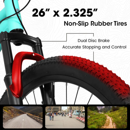 Mountain Bike 26 Inch Wheel, Dual Full Suspension 21-Speed