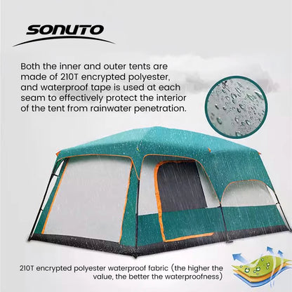 Upgraded 4 Season Camping Tent 3-12 Person Waterproof Windproof Double Layer