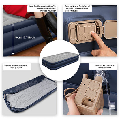 Air Mattress With Electric Air Pump, Anti-leak, Soft Flocked Top.