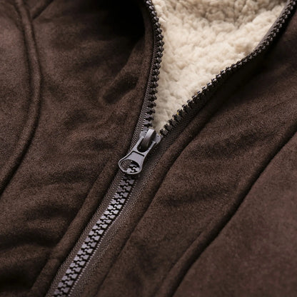 Men Plus Size Winter Scrub Leather Jackets Long Sleeve Fleece