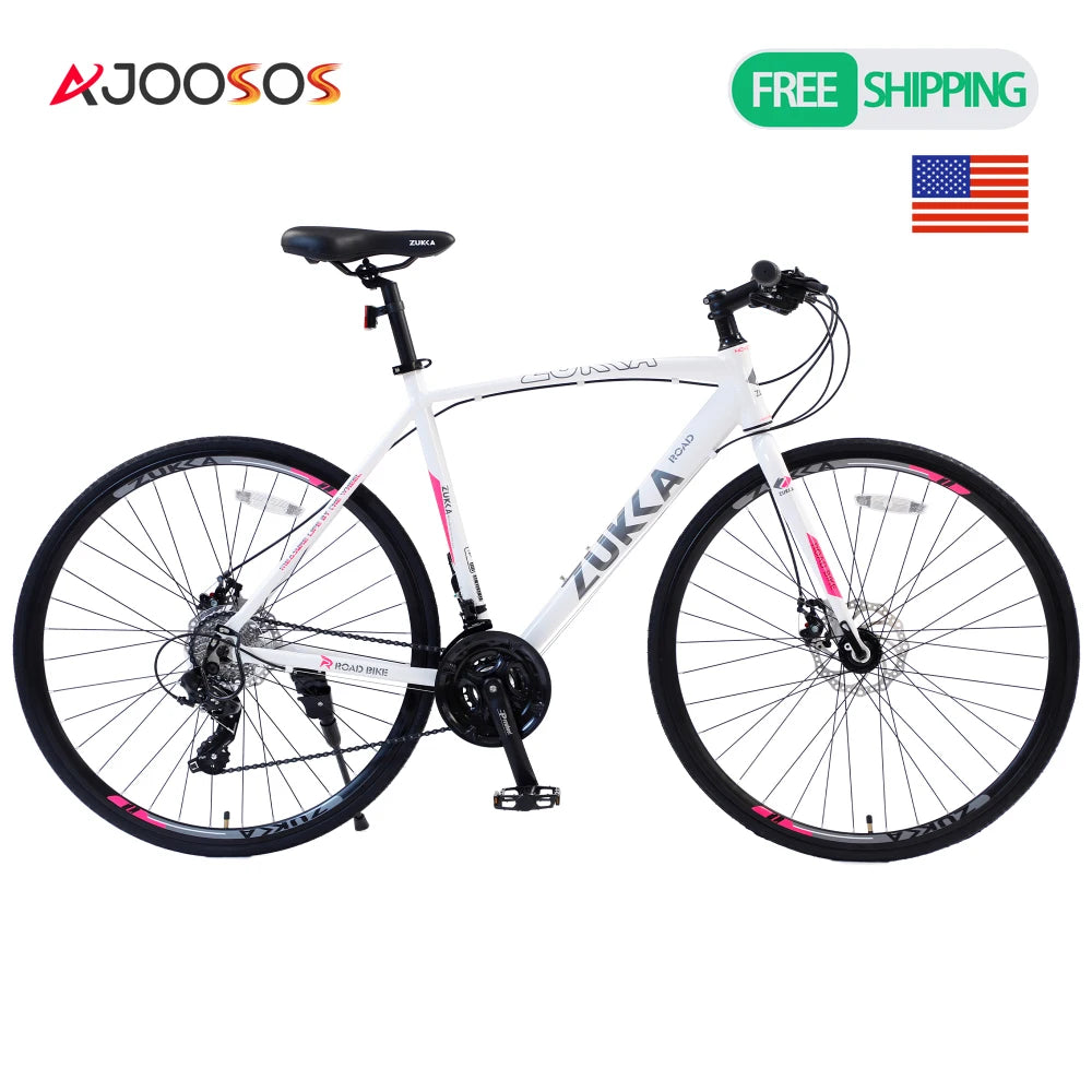 700C Hybrid Road Bike Aluminum Alloy Frame 24 Speed Shimano 3x8 Gears Disc Brakes 700x25C Tires