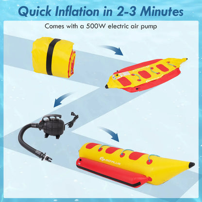 3-Person Inflatable Banana Boat, Electric Air Pump.