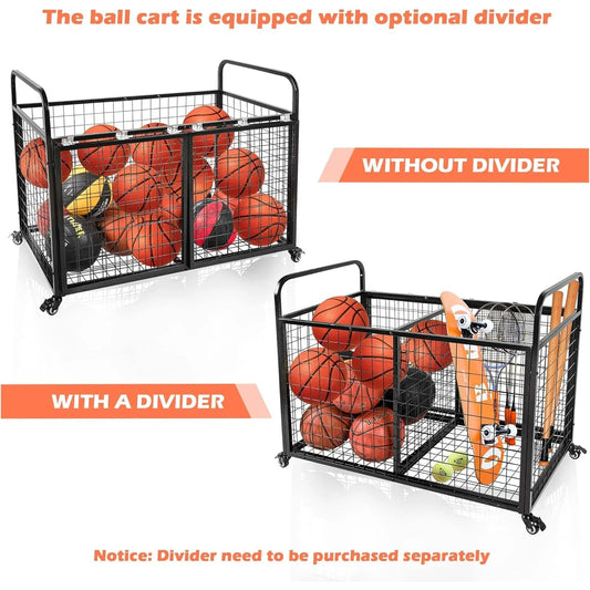 Extra Large Ball Cart Storage for Garage, Optional DividerExtra.