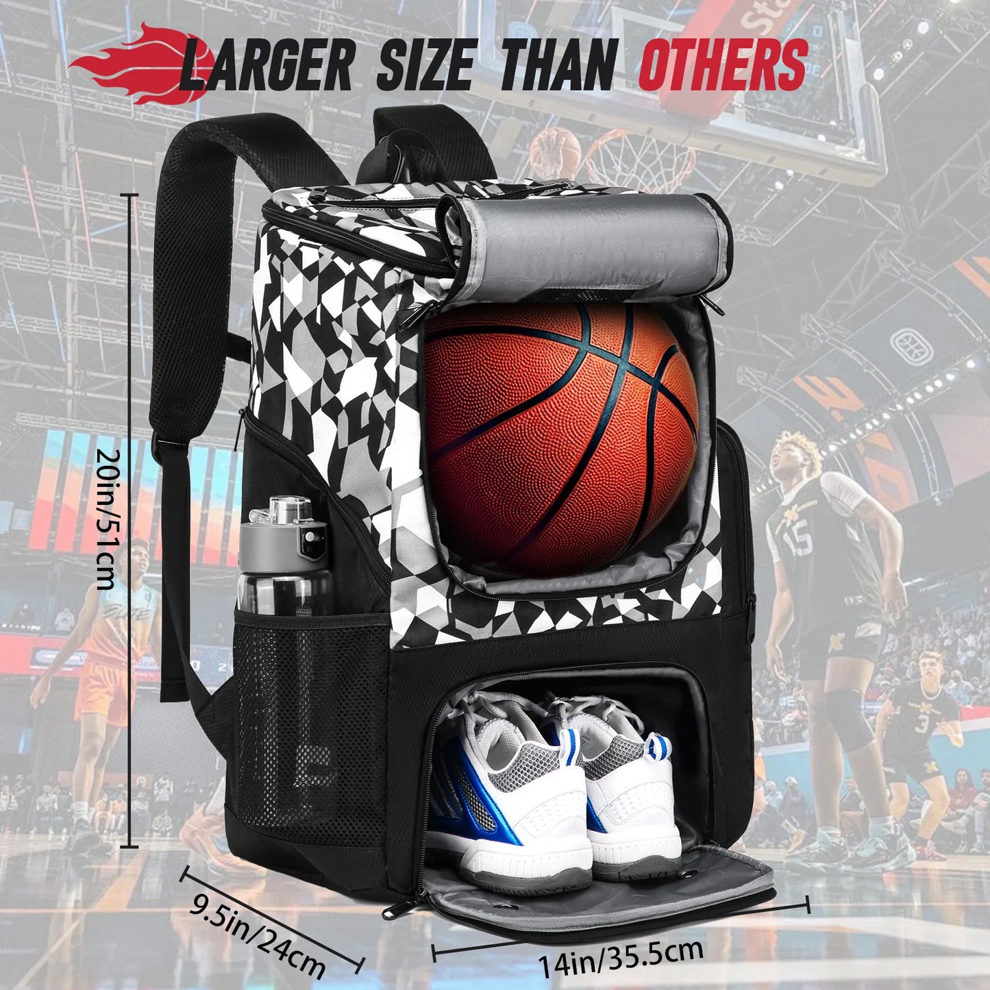 Basketball Backpack with Separate Ball holder & Shoes