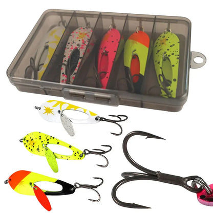 5Pcs Metal Spoon Fishing Lures with Treble Hooks Spinner